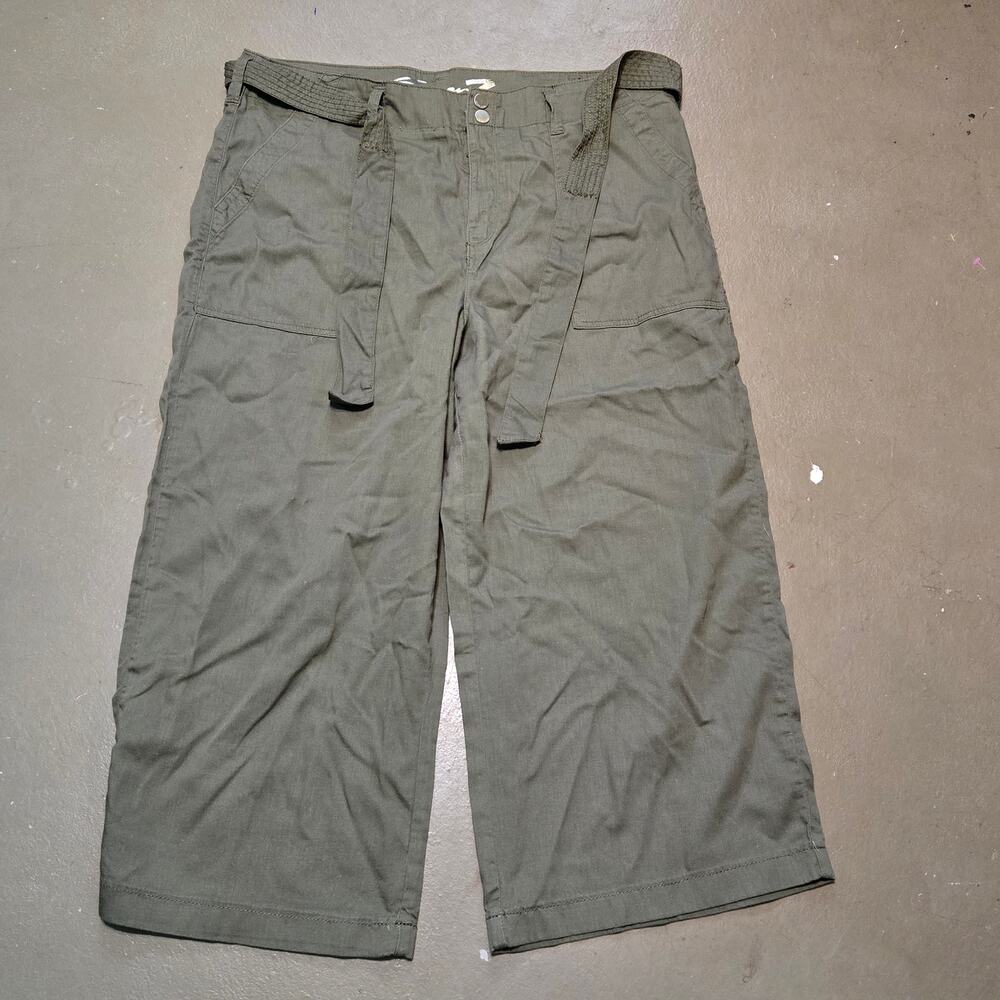 NWT Seven7 High Rise‎ Belted Wide Leg Pant in Green Women's Size 16